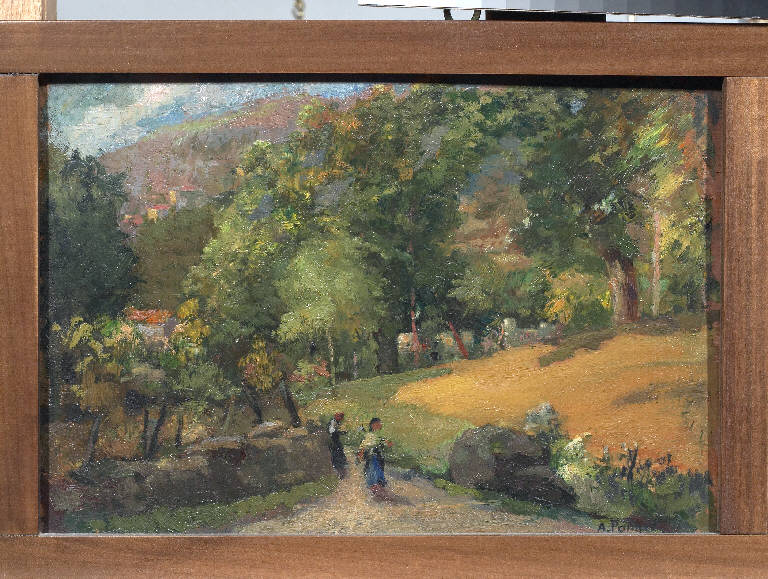 Viottolo di montagna, Paesaggio montano (dipinto) di Pasinetti, Antonio - ambito lombardo (primo quarto sec. XX)