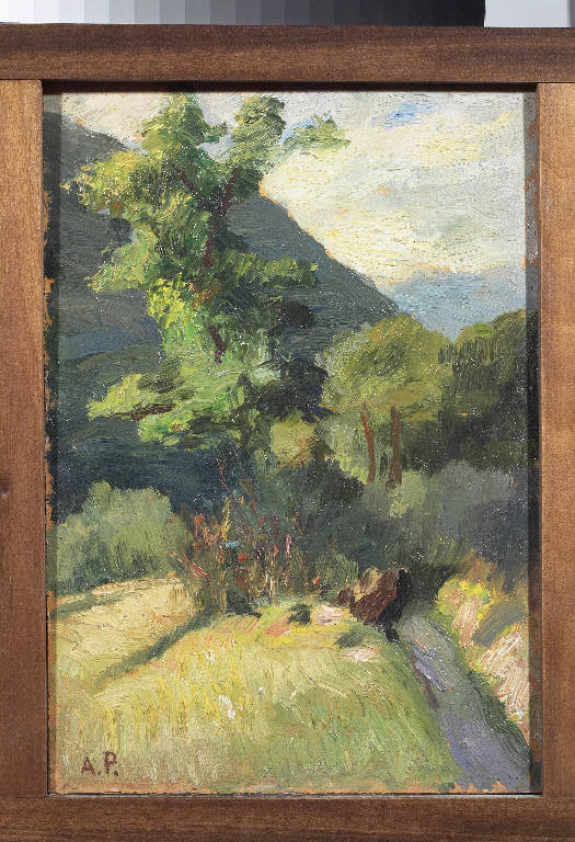 Verde, Paesaggio montano (dipinto) di Pasinetti, Antonio - ambito lombardo (prima metà sec. XX)