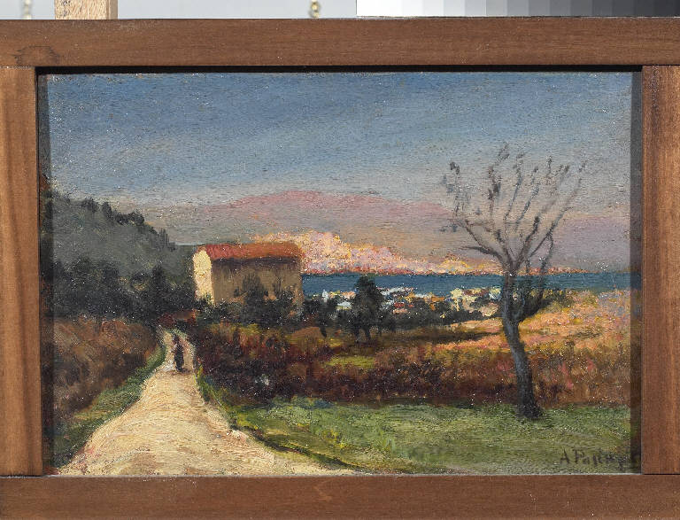 Isola d'Elba (Verso la casa di Napoleone), Paesaggio marino (dipinto) di Pasinetti, Antonio - ambito lombardo (prima metà sec. XX)