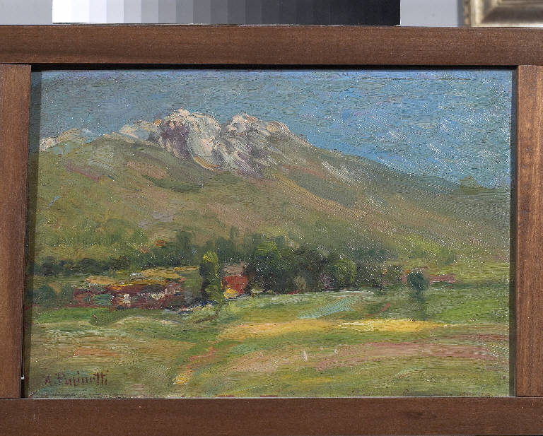 Bratto, Paesaggio montano (dipinto) di Pasinetti, Antonio - ambito lombardo (inizio sec. XX)