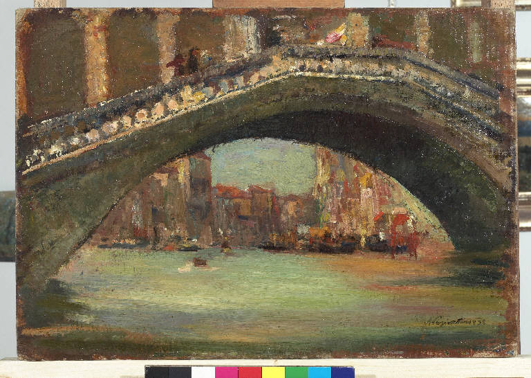 Venezia (Ponte di Rialto), Paesaggio lagunare (dipinto) di Pasinetti, Antonio - ambito lombardo (prima metà sec. XX)