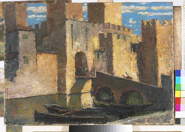 Sirmione (Castello), Paesaggio lacustre (dipinto) di Pasinetti, Antonio - ambito lombardo (prima metà sec. XX)