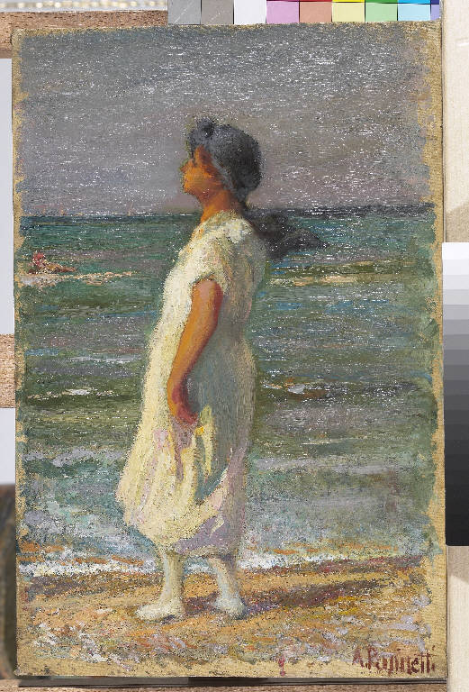 Figuretta al mare, Figura femminile (dipinto) di Pasinetti, Antonio - ambito lombardo (primo quarto sec. XX)