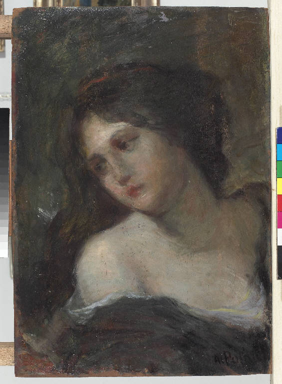 Studio di testa di donna, Figura femminile (dipinto) di Pasinetti, Antonio - ambito lombardo (inizio sec. XX)