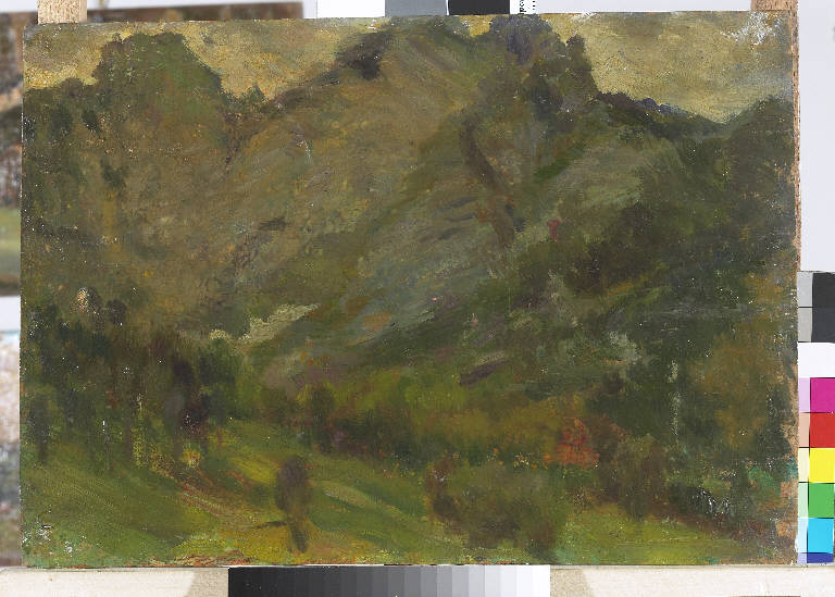 Studio di colori, Paesaggio montano (dipinto) di Pasinetti, Antonio - ambito lombardo (inizio sec. XX)