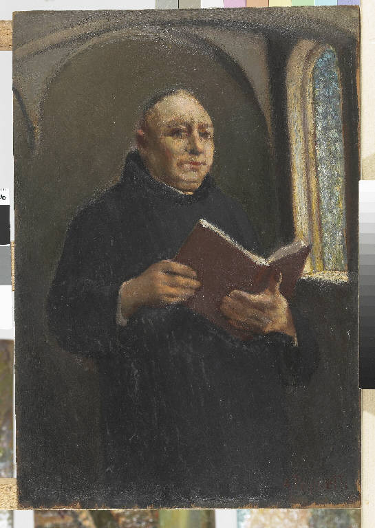 Studio di frate, Ritratto di Faustino Calvo (dipinto) di Pasinetti, Antonio - ambito lombardo (secondo quarto sec. XX)