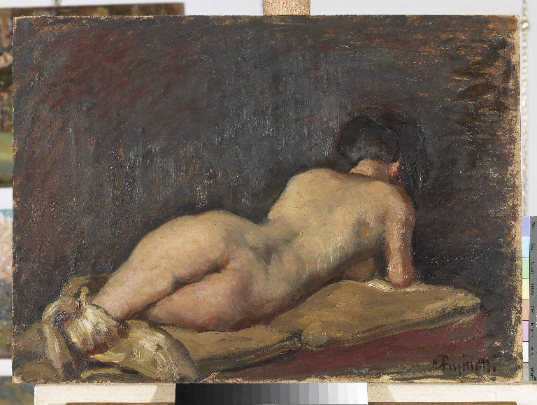 Studio di nudo, Figura femminile nuda (dipinto) di Pasinetti, Antonio - ambito lombardo (primo quarto sec. XX)