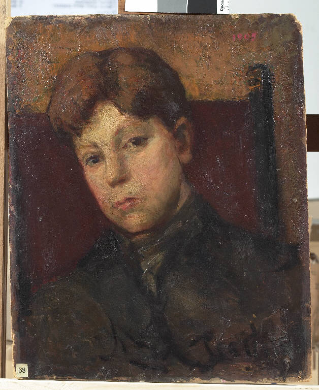 Testa di ragazzo rosso, Figura maschile (dipinto) di Pasinetti, Antonio - ambito lombardo (inizio sec. XX)