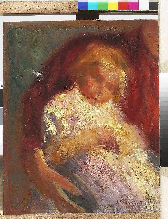 Dorme!, Bambino dormiente (dipinto) di Pasinetti, Antonio - ambito lombardo (primo quarto sec. XX)