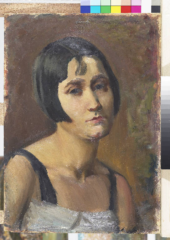 Studio di testa di modella, Ritratto femminile (dipinto) di Pasinetti, Antonio - ambito lombardo (primo quarto sec. XX)