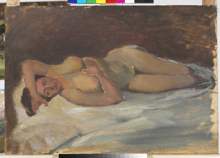 Studio di nudo, Figura femminile nuda (dipinto) di Pasinetti, Antonio - ambito lombardo (secondo quarto sec. XX)