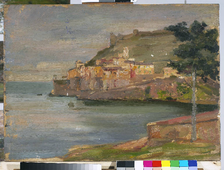 Da Baveno, Paesaggio lacustre (dipinto) di Pasinetti, Antonio - ambito lombardo (primo quarto sec. XX)