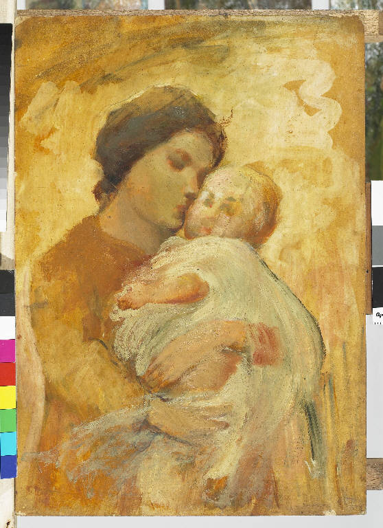 Maternità, Figura femminile con bambino (dipinto) di Pasinetti, Antonio - ambito lombardo (prima metà sec. XX)