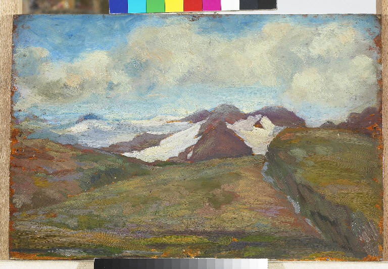 Passo del Gavia, Paesaggio montano (dipinto) di Pasinetti, Antonio - ambito lombardo (primo quarto sec. XX)