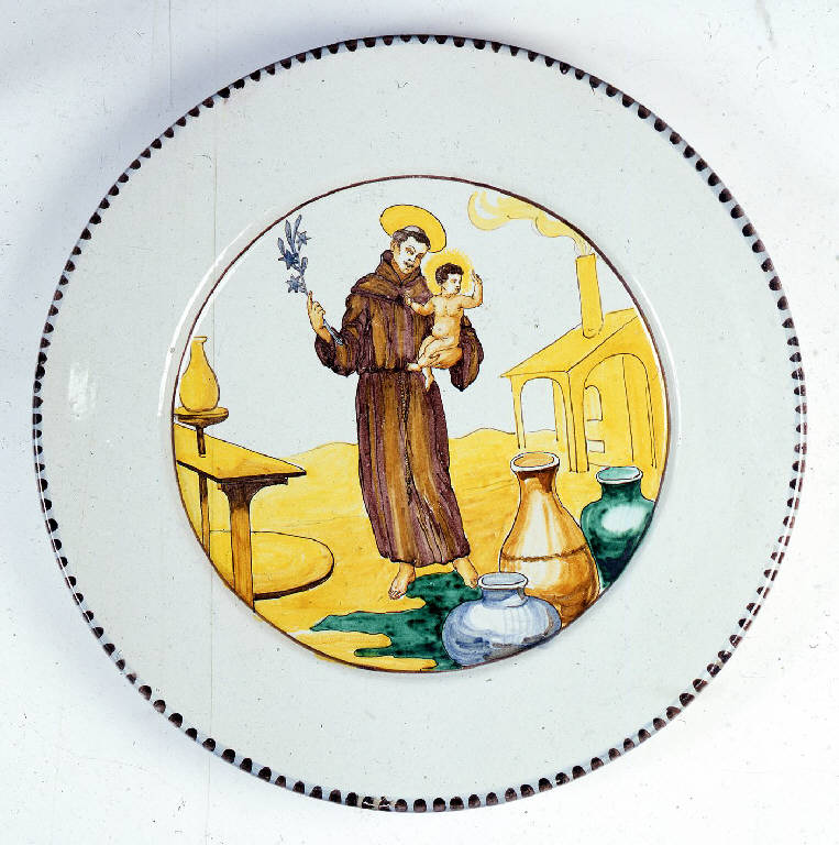 Sant'Antonio e il Bambino (piatto) di Gambetta, Mario (primo quarto sec. XX)