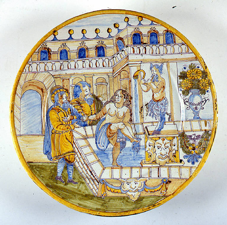 Susanna al bagno (piatto) - ambito pavese (fine/inizio secc. XVII/ XVIII)