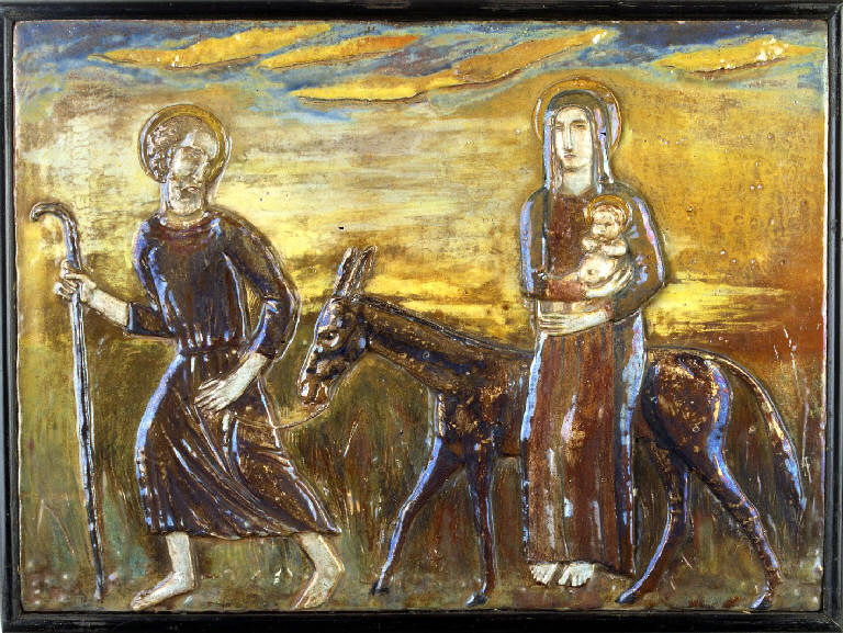 fuga in Egitto (pannello) di Melandri, Pietro (attribuito) (secondo quarto sec. XX)