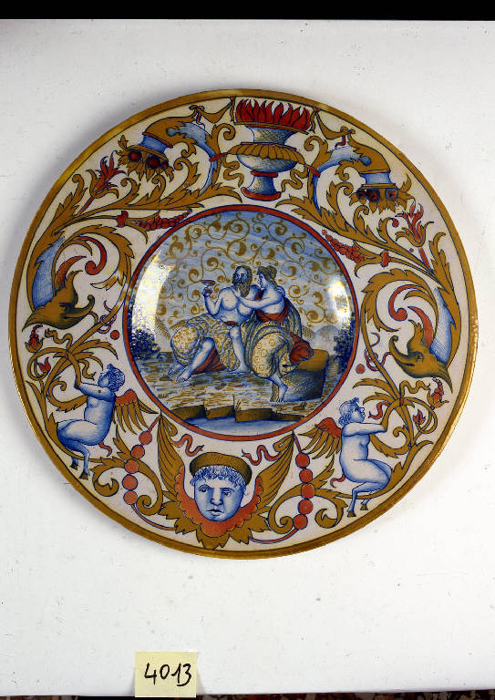 Selene e Giove (piatto) di Paolo Rubboli, Paolo (attribuito) (terzo quarto sec. XIX)