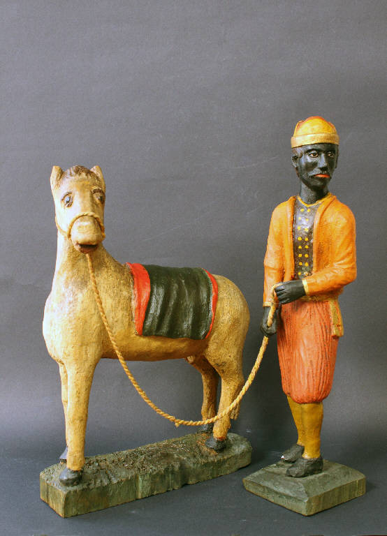 uomo con cavallo (statua da presepio) - ambito bergamasco (inizio sec. XIX)