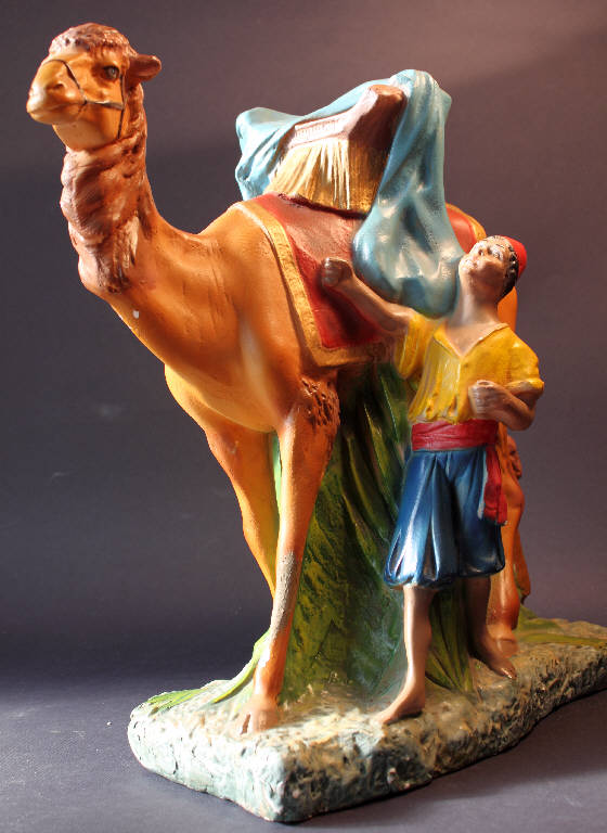 Giovane turco con cammello (statua da presepio) - bottega bergamasca (primo quarto sec. XX)