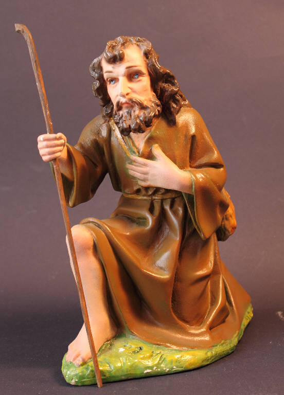 Pastore inginocchiato (statua da presepio) - bottega bergamasca (primo quarto sec. XX)