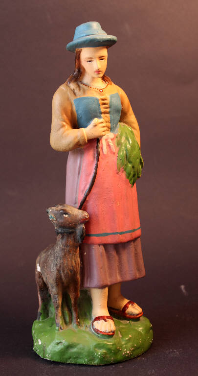 Donna con capra (statua da presepio) - bottega bergamasca (primo quarto sec. XX)