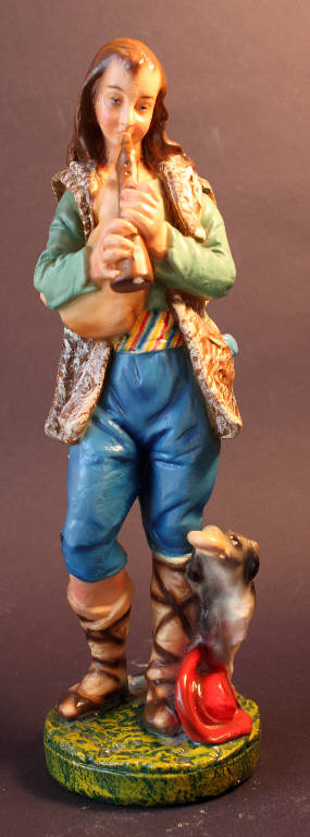 Pastore con flauto (statua da presepio) - bottega bergamasca (primo quarto sec. XX)
