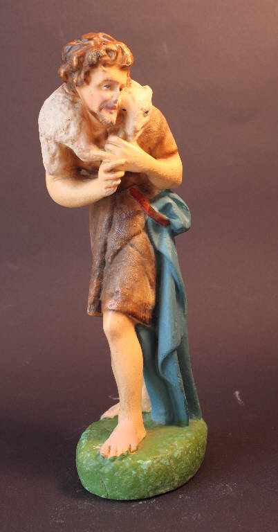 Pastore con agnello (statua da presepio) - bottega bergamasca (primo quarto sec. XX)