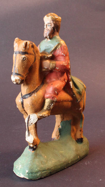 Re Magio a cavallo (statua da presepio) - bottega bergamasca (fine sec. XIX)