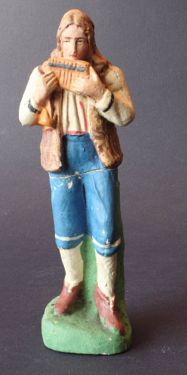 Pastore con zufolo (statua da presepio) - bottega bergamasca (fine sec. XIX)