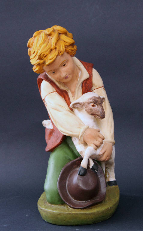 bambino con agnello (statua da presepio) - ambito bergamasco (fine/inizio sec. XIX)