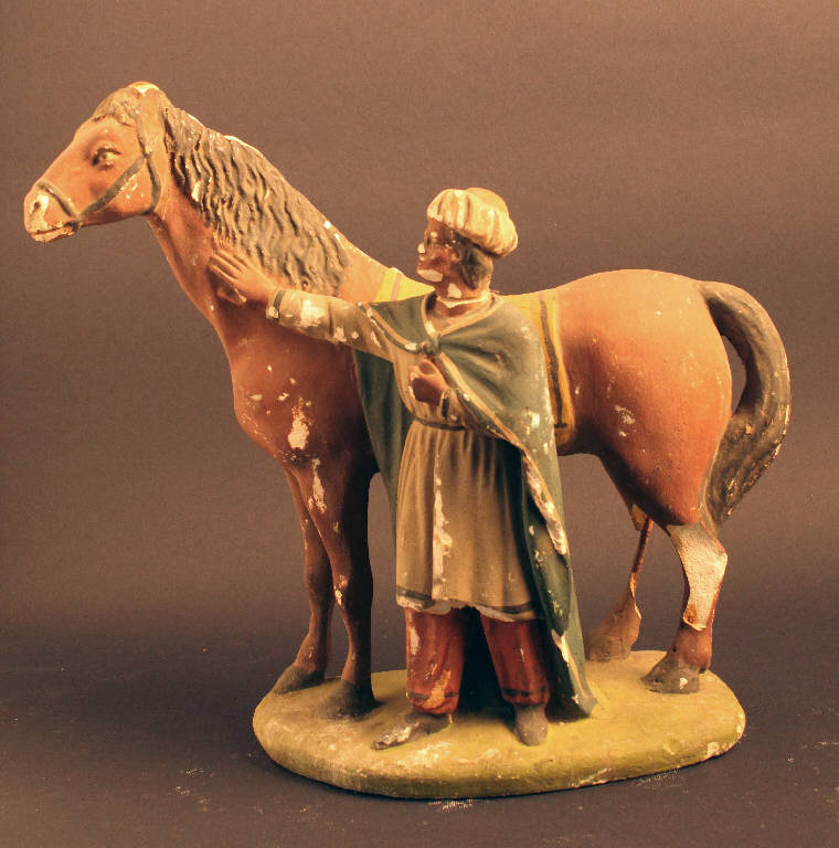 uomo con cavallo (statua da presepio) - ambito bergamasco (prima metà sec. XX)