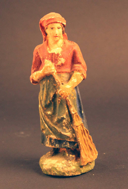 donna in attività casalinghe (statua da presepio) - ambito bergamasco (prima metà sec. XIX)