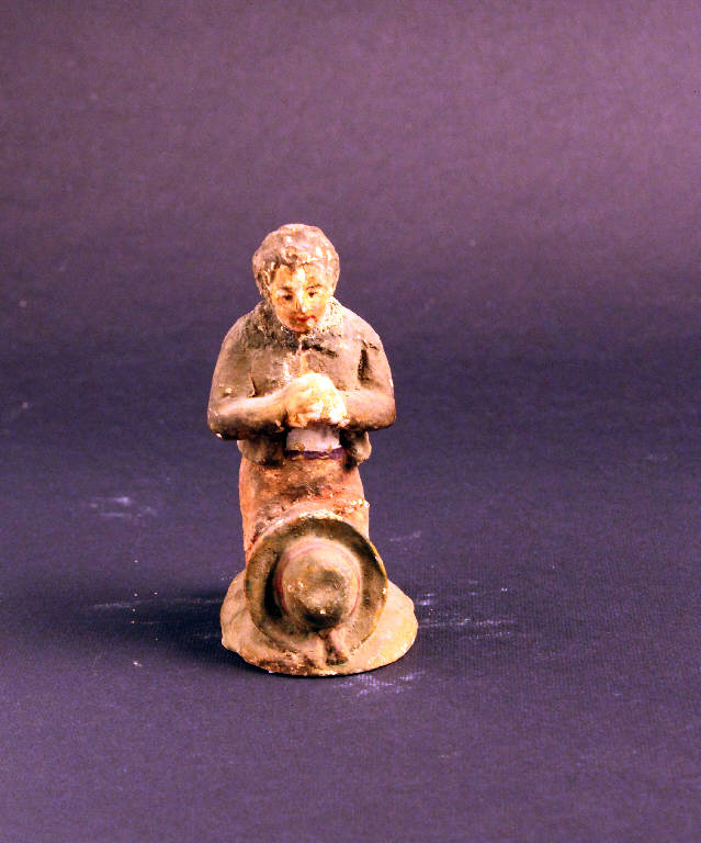 pastore inginocchiato (statua da presepio) - ambito bergamasco (prima metà sec. XIX)