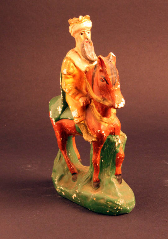 Re Magio a cavallo (statua da presepio) - ambito bergamasco (secondo quarto sec. XX)