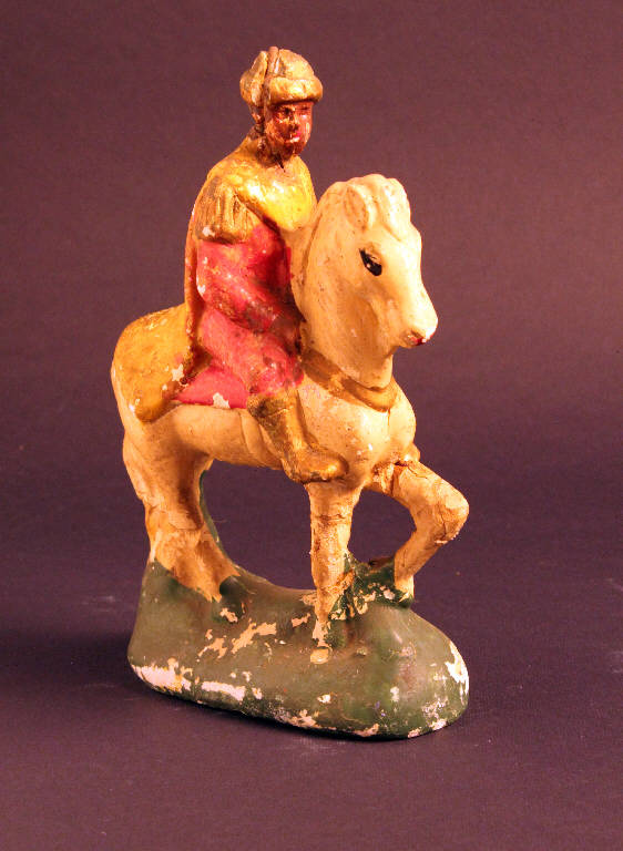 Re Magio a cavallo (statua da presepio) - ambito bergamasco (secondo quarto sec. XX)
