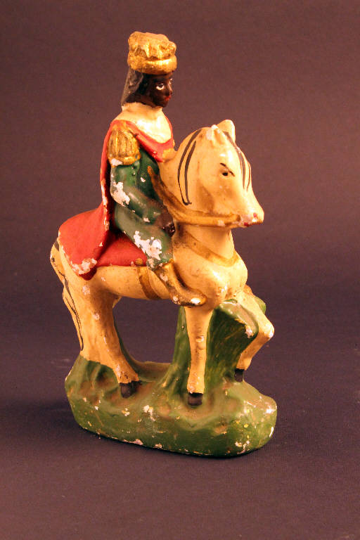 Baldassarre, Re Magio a cavallo (statua da presepio) - ambito bergamasco (secondo quarto sec. XX)