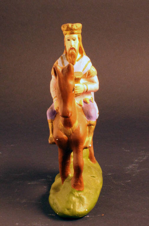 Gasparre, Re Magio a cavallo (statua da presepio) - ambito bergamasco (metà sec. XX)