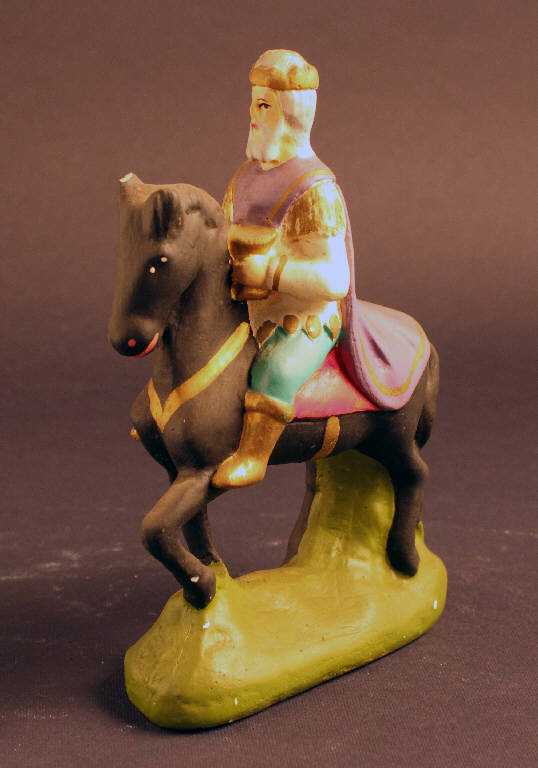 Melchiorre, Re Magio a cavallo (statua da presepio) - ambito bergamasco (metà sec. XX)