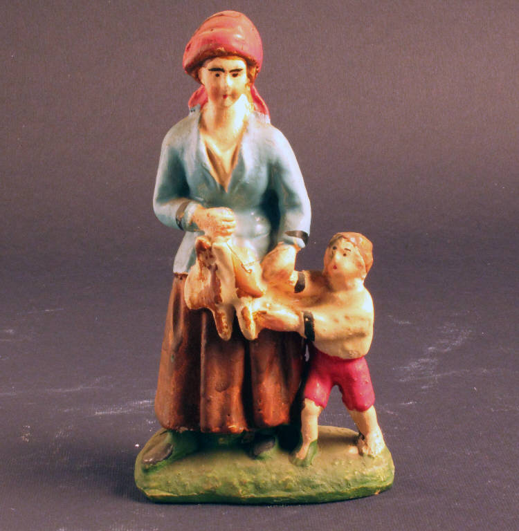 donna con bambino (statua da presepio) - ambito bergamasco (inizio sec. XX)