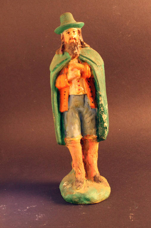 pastore con flauto (statua da presepio) - ambito bergamasco (metà sec. XX)