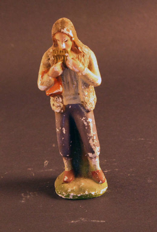 pastore con flauto di Pan (statua da presepio) - ambito bergamasco (seconda metà sec. XIX)