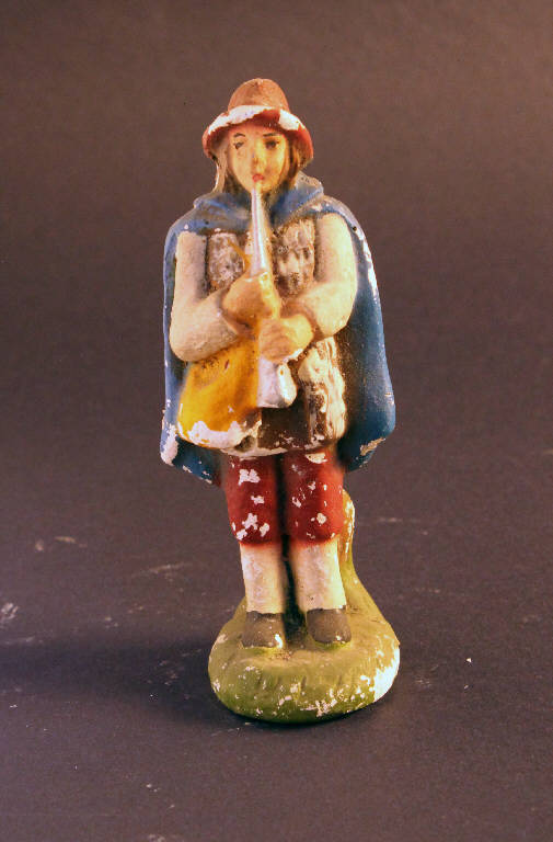 pastore con flauto (statua da presepio) - ambito bergamasco (seconda metà sec. XIX)