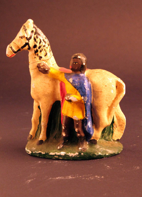 uomo con cavallo (statua da presepio) - ambito bergamasco (seconda metà sec. XIX)