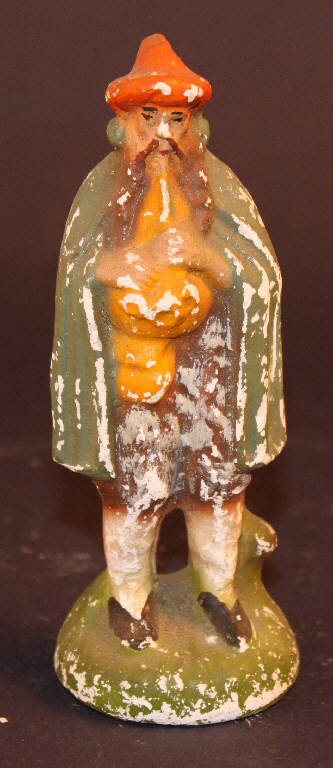 pastore con cornamusa (statua da presepio) - ambito bergamasco (metà sec. XX)