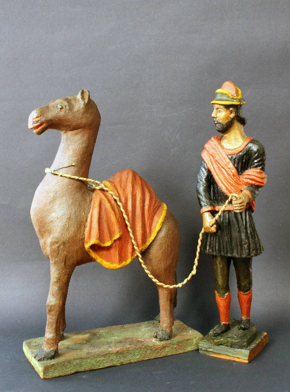 Re Magio con cammello (statua da presepio) - ambito bergamasco (inizio sec. XIX)