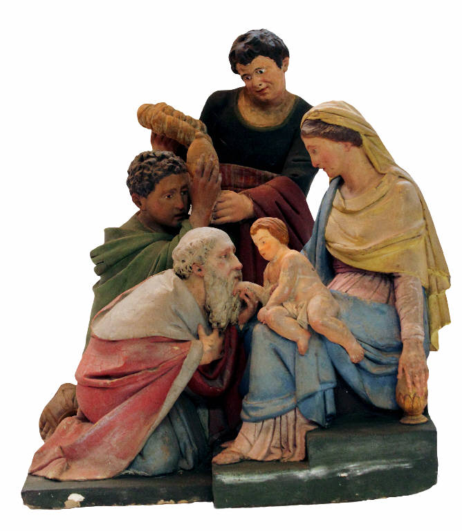 Adorazione di Gesù Bambino (gruppo presepiale) di Garaventa Giovanni Battista (attribuito) (seconda metà sec. XVIII)