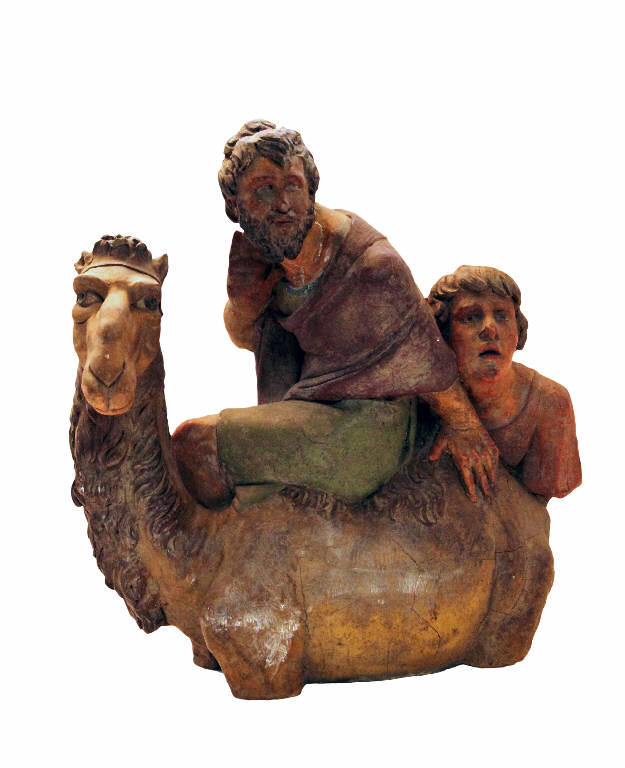 Coppia di uomini con cammello (gruppo presepiale) di Garaventa Giovanni Battista (attribuito) (seconda metà sec. XVIII)