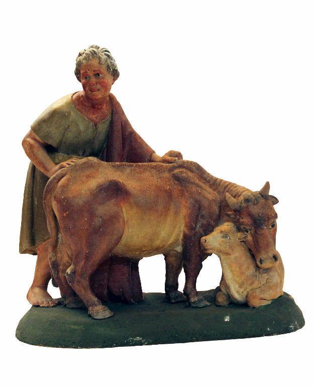 Donna con mucca e vitellino (statua da presepio) di Garaventa Giovanni Battista (attribuito) (seconda metà sec. XVIII)