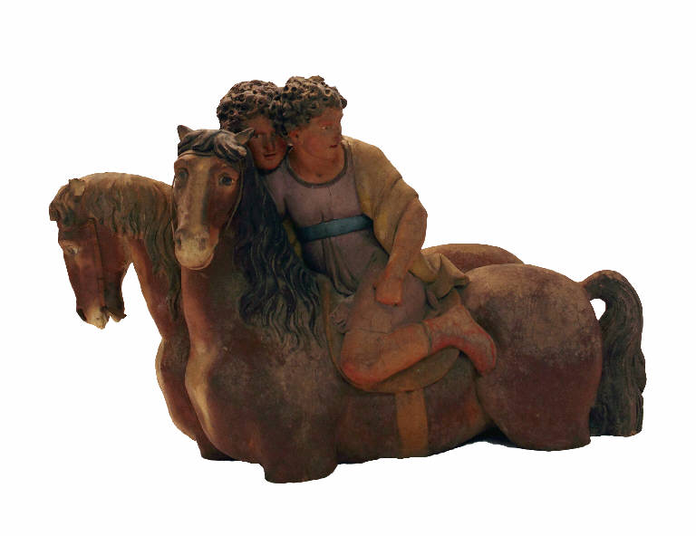 Coppia di uomini a cavallo (gruppo presepiale) di Garaventa Giovanni Battista (attribuito) (seconda metà sec. XVIII)